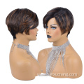 Short Brazilian Human Hair Wig Vendors Wholesale U part Virgin Hair Pixie Cut Wigs For Black Women